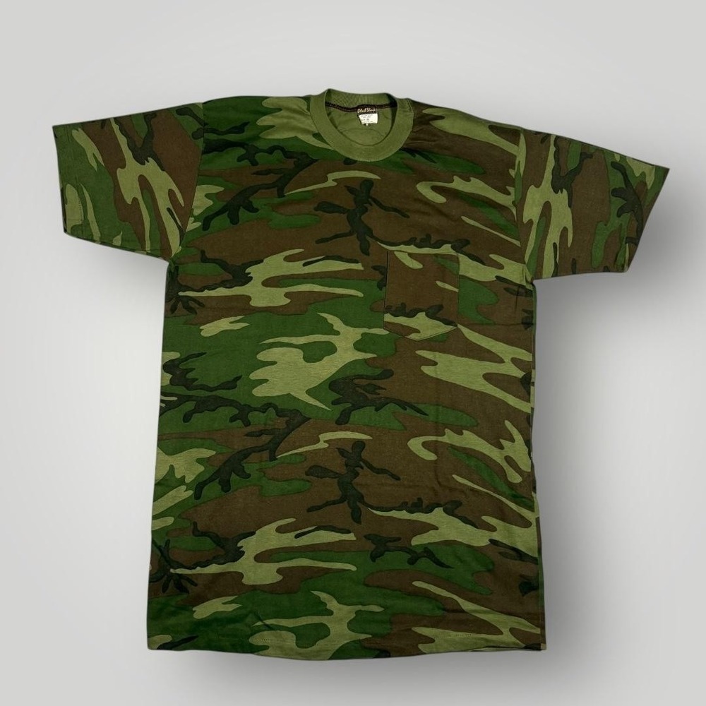 Vintage‎ Black Sheep Shirt Mens XL Green Camo Pocket Hunting Military Tee 80s SS